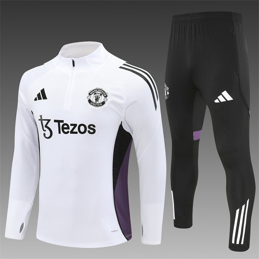 Manchester United Half-Pull Trainingspak 'Wit-Paars' 25/26 - VOLWASSENEN