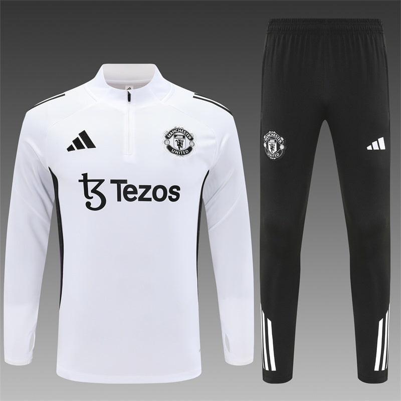 Manchester United Half-Pull Trainingspak 'Wit-Paars' 25/26 - VOLWASSENEN