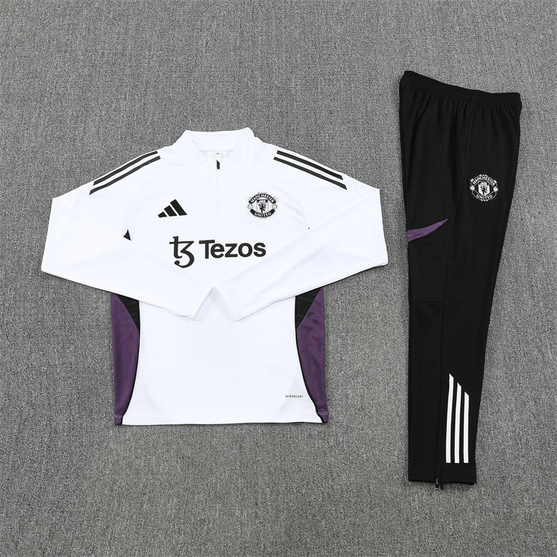Manchester United Half-Pull Trainingspak 'Wit-Paars' 25/26 - VOLWASSENEN