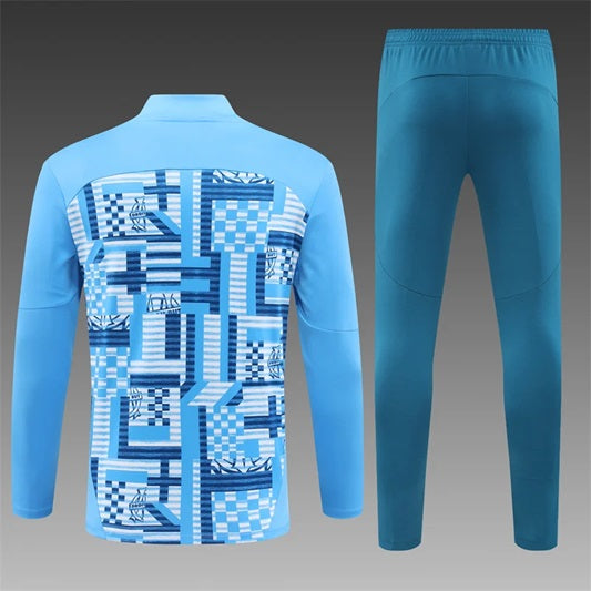 Olympique Marseille Half-Pull Trainingspak 'Lichtblauw' - KINDEREN