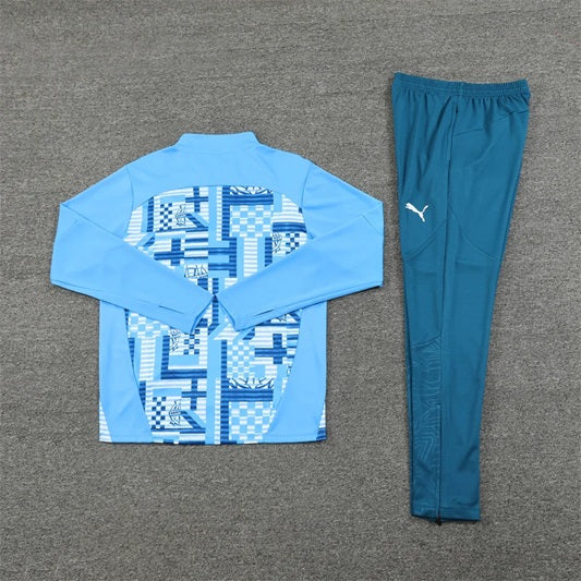Olympique Marseille Half-Pull Trainingspak 'Lichtblauw' - KINDEREN