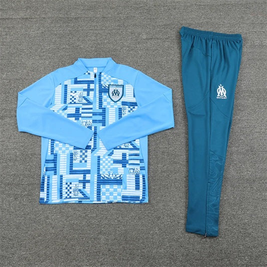 Olympique Marseille Half-Pull Trainingspak 'Lichtblauw' - KINDEREN