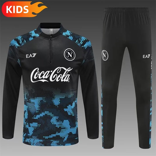 Napoli Half-Pull Trainingspak 'Zwart' - KINDEREN
