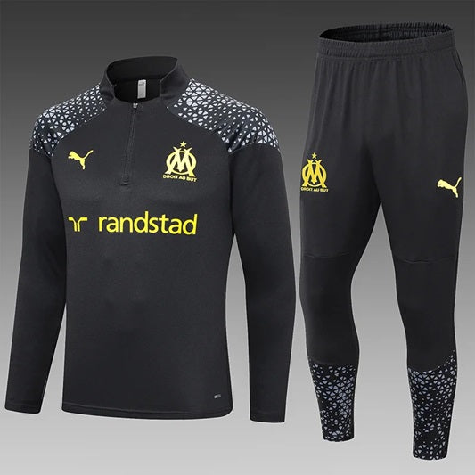 Olympique Marseille Half-Pull Trainingspak 'Zwart' - VOLWASSENEN
