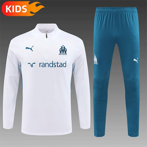 Olympique Marseille Half-Pull Trainingspak 'Wit' - KINDEREN