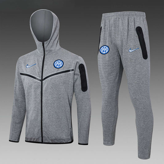 Inter Milan Hooded Full-zip Trainingspak 'Grijs 25/26 - VOLWASSENEN