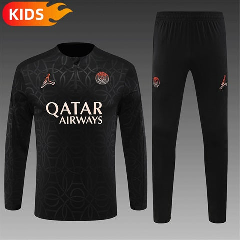 Paris Saint Germain Half-Pull Trainingspak 'Zwart' - KINDEREN