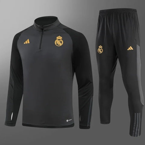 Real Madrid Half-Pull Trainingspak 'Grijs-Zwart' 23/24 - VOLWASSENEN