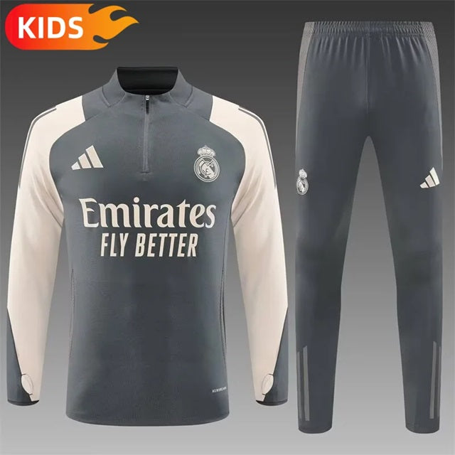 Real Madrid Half-Pull Trainingspak 'Grijs' - KINDEREN