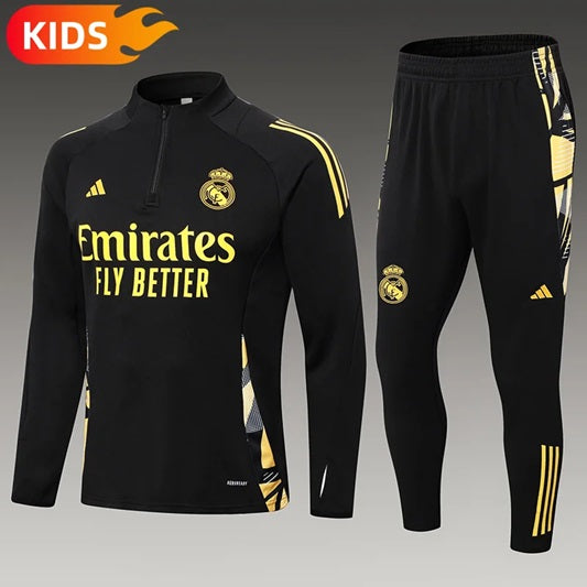 Real Madrid Half-Pull Trainingspak 'Zwart' - KINDEREN