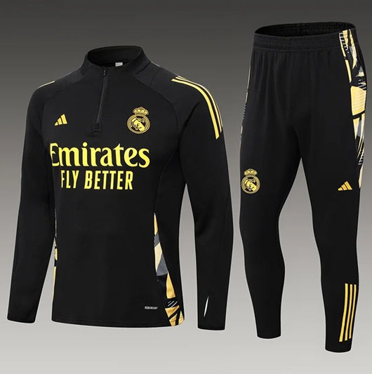 Real Madrid Half-Pull Trainingspak 'Zwart' - VOLWASSENEN