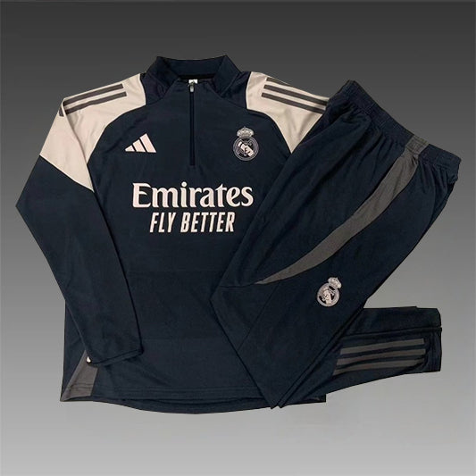 Real Madrid Half-Pull Trainingspak 'Zwart-Beige' - VOLWASSENEN