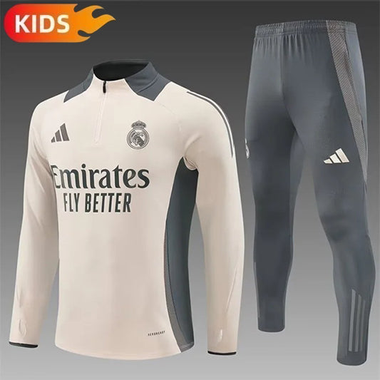 Real Madrid Half-Pull Trainingspak 'Beige-Grijs' - KINDEREN