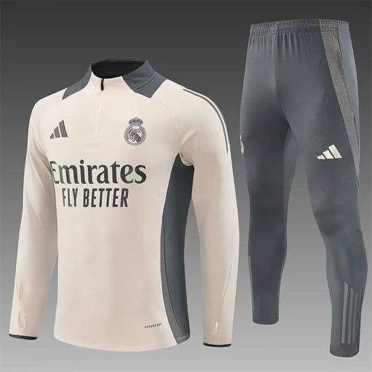 Real Madrid Half-Pull Trainingspak 'Beige-Grijs' - VOLWASSENEN