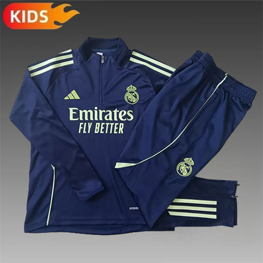 Real Madrid Half-Pull Trainingspak 'Blauw-Geel' - KINDEREN
