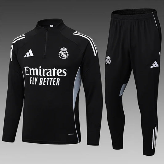 Real Madrid Half-Pull Trainingspak 'Zwart-Grijs' 25/26 - VOLWASSENEN
