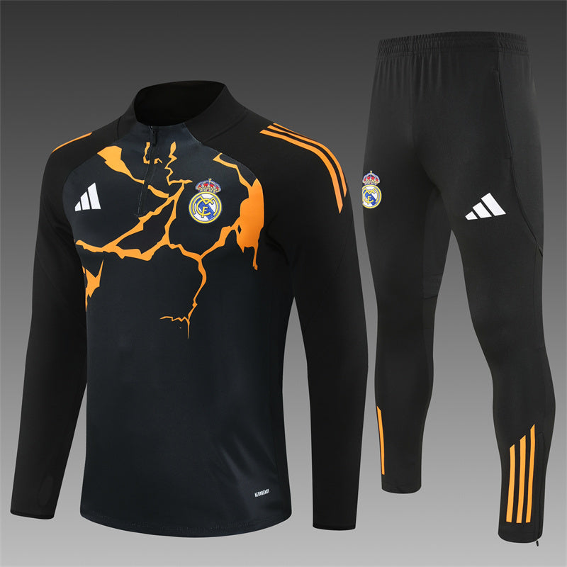 Real Madrid Half-Pull Trainingspak 'Zwart-Oranje' 25/26 - VOLWASSENEN