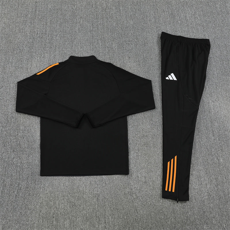 Real Madrid Half-Pull Trainingspak 'Zwart-Oranje' 25/26 - KINDEREN