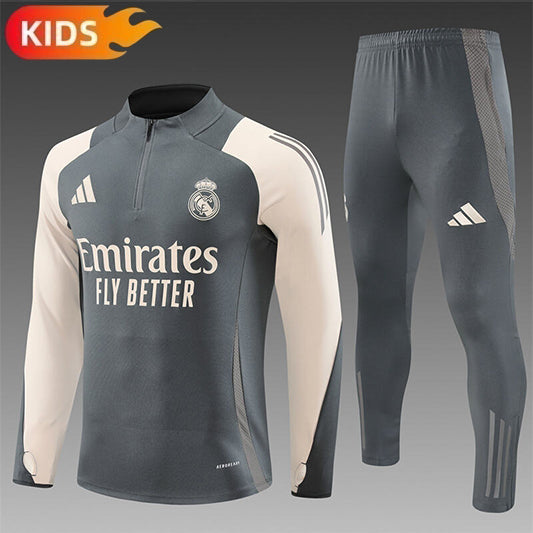 Real Madrid Half-Pull Trainingspak 'Grijs' - KINDEREN