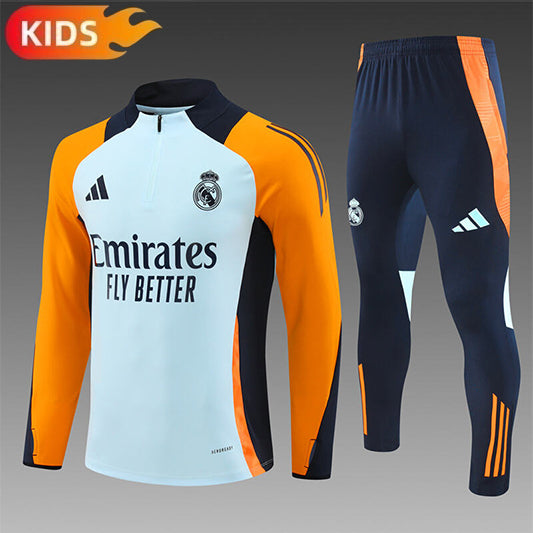 Real Madrid Half-Pull Trainingspak 'Lichtblauw/Oranje' - KINDEREN
