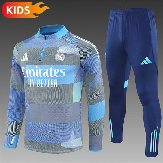 Real Madrid Half-Pull Trainingspak 'Blauw-Grijs' 25/26 - KINDEREN