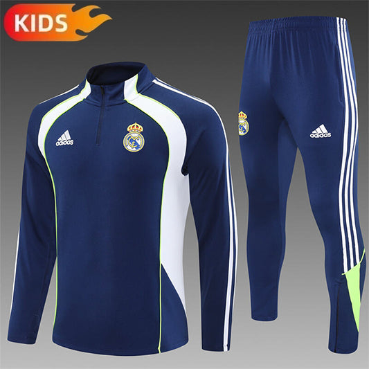 Real Madrid Half-Pull Trainingspak 'Blauw-Wit' 25/26 - KINDEREN