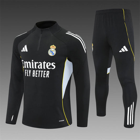 Real Madrid Half-Pull Trainingspak 'Zwart' 25/26 - VOLWASSENEN
