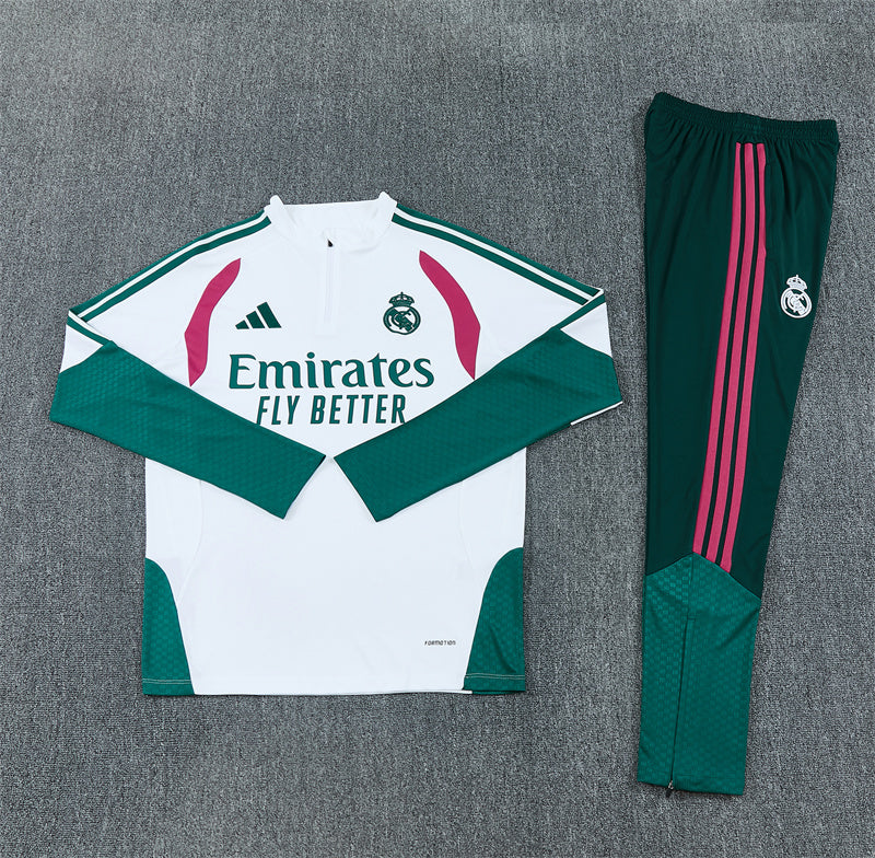 Real Madrid Half-Pull Trainingspak 'Wit-Groen' 26/27 - KINDEREN