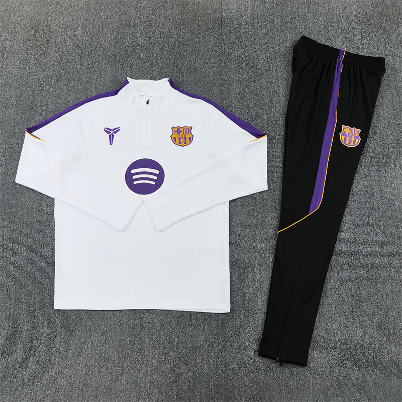 Barcelona Half-Pull Trainingspak 'Wit' 26/27 - KINDEREN